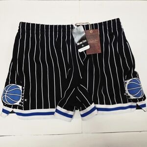 Mitchell & Ness Black and White Striped Shorts